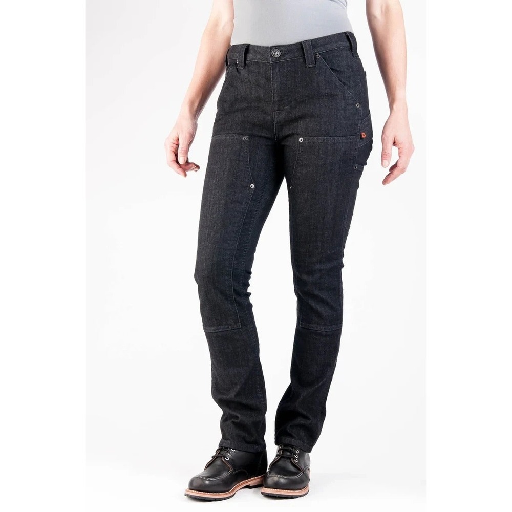 Dovetail Workwear Maven Jeans Women's 12/34 Black Washed Slim Denim Double Knee